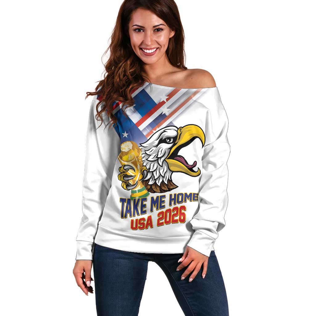 United States 2026 Personalized Off Shoulder Sweater Take Me Home Soccer White