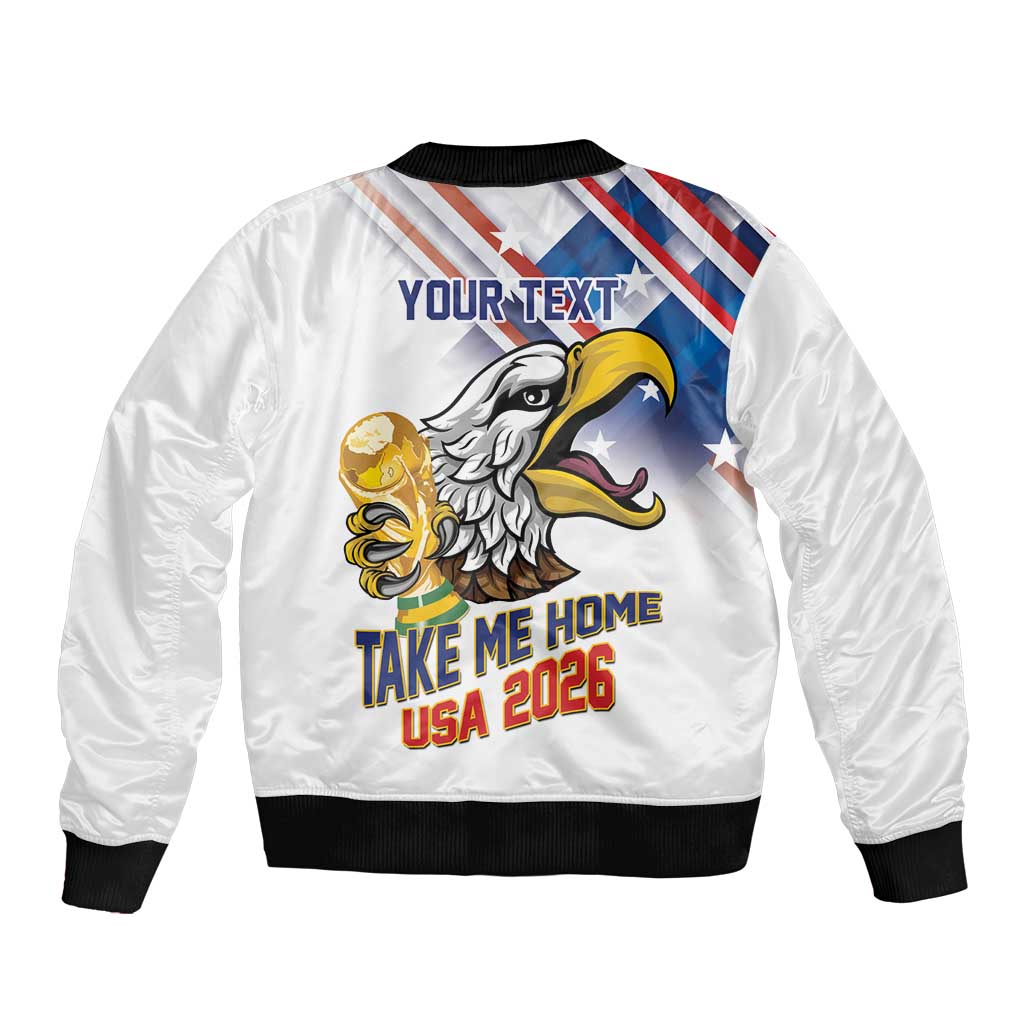 United States 2026 Personalized Sleeve Zip Bomber Jacket Take Me Home Soccer White
