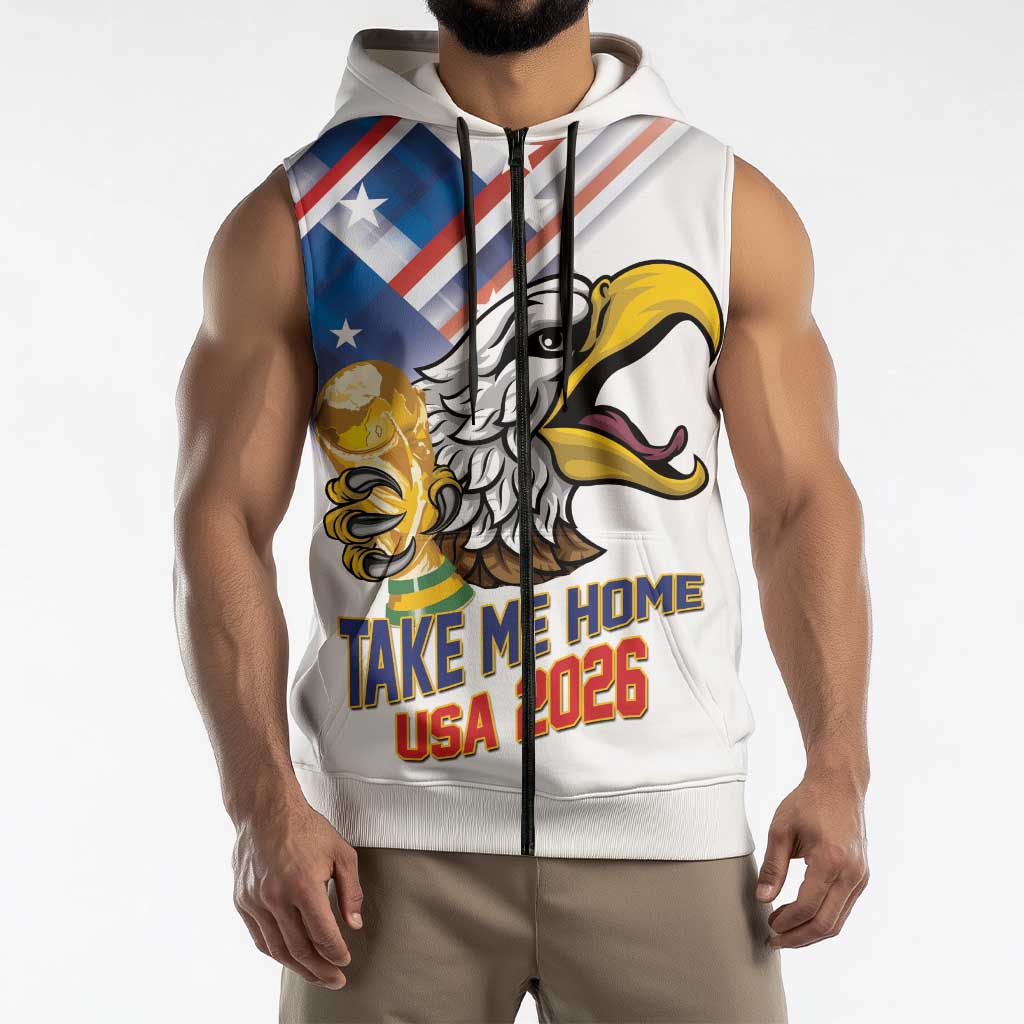 United States 2026 Personalized Sleeveless Zip Hoodie Take Me Home Soccer White