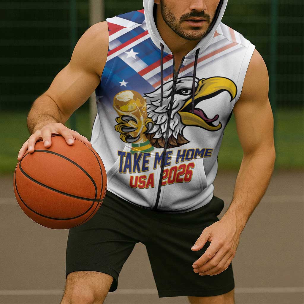 United States 2026 Personalized Sleeveless Zip Hoodie Take Me Home Soccer White