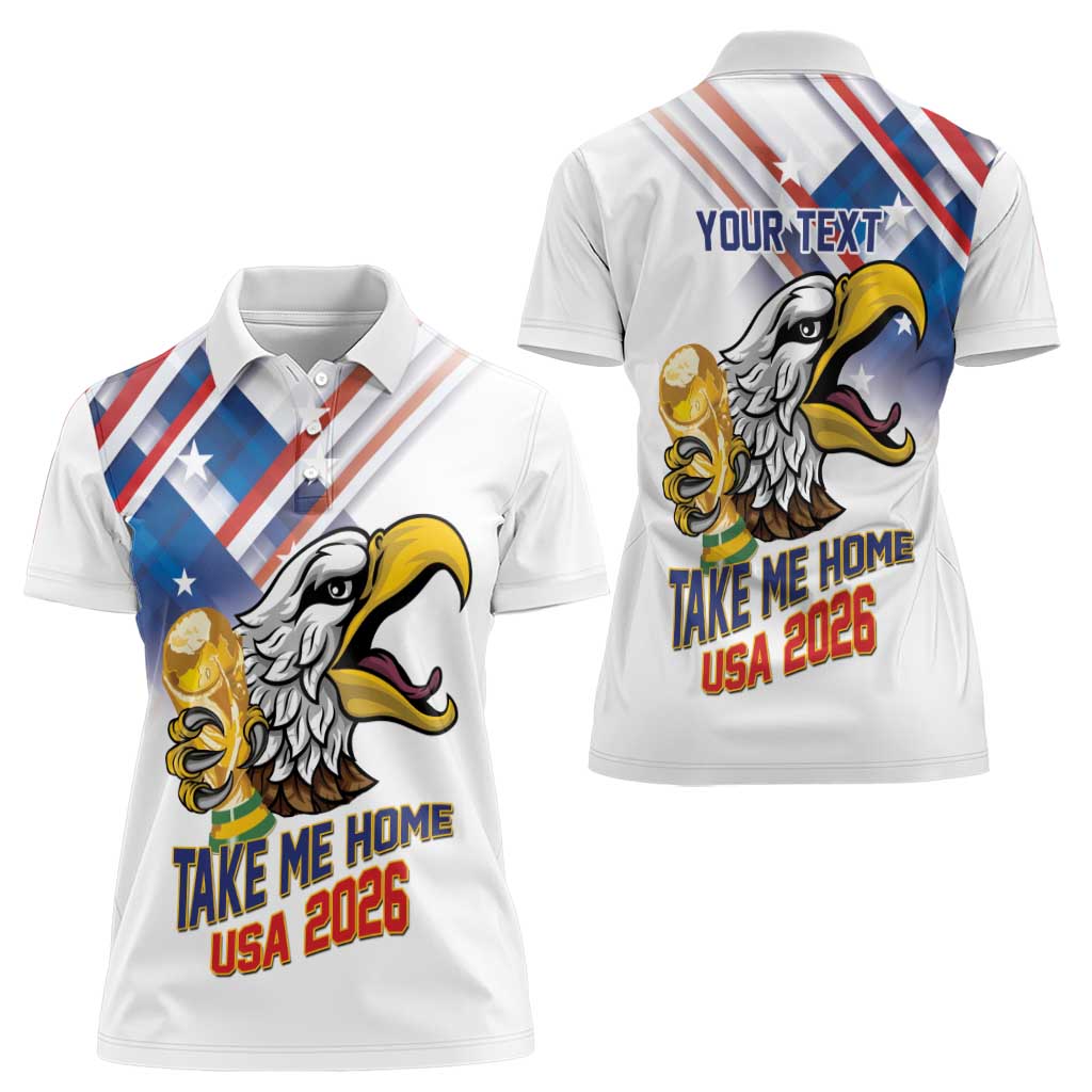 United States 2026 Personalized Women Polo Shirt Take Me Home Soccer White