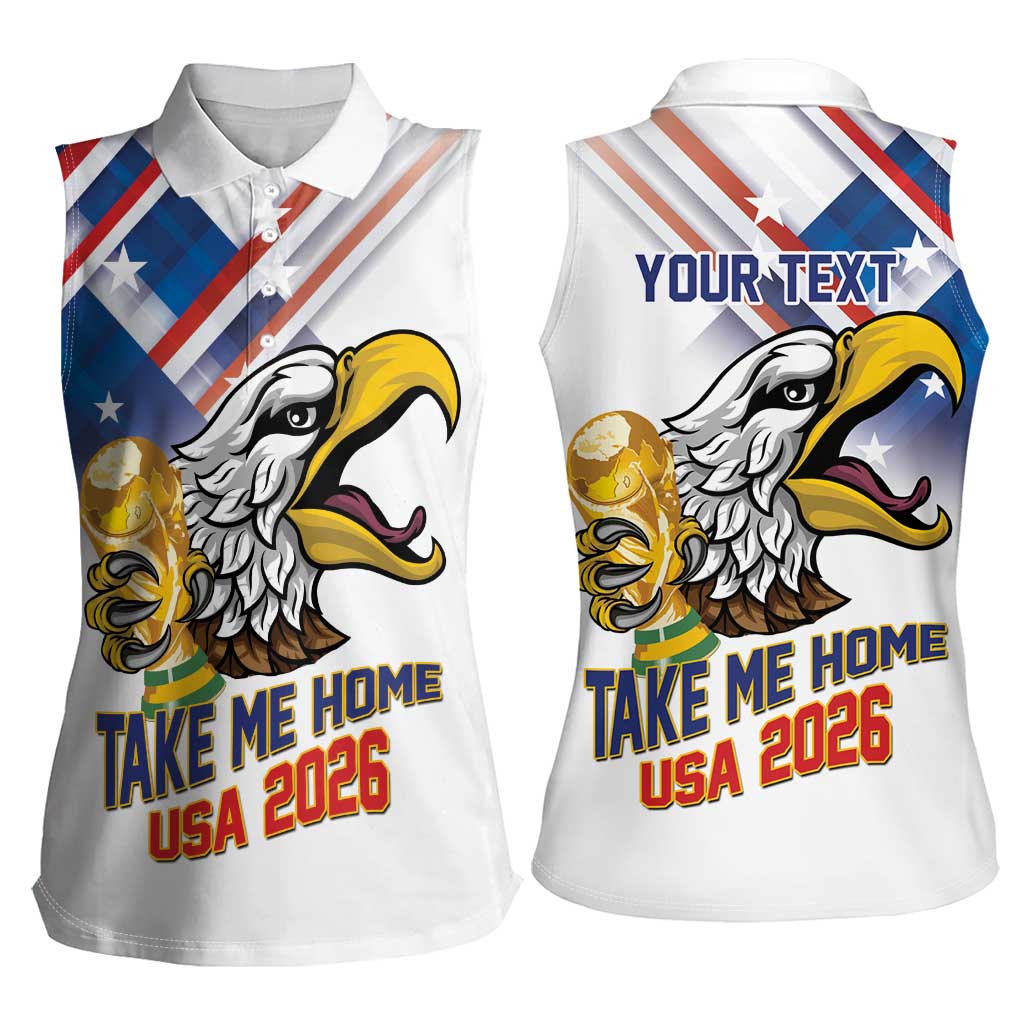United States 2026 Personalized Women Sleeveless Polo Shirt Take Me Home Soccer White