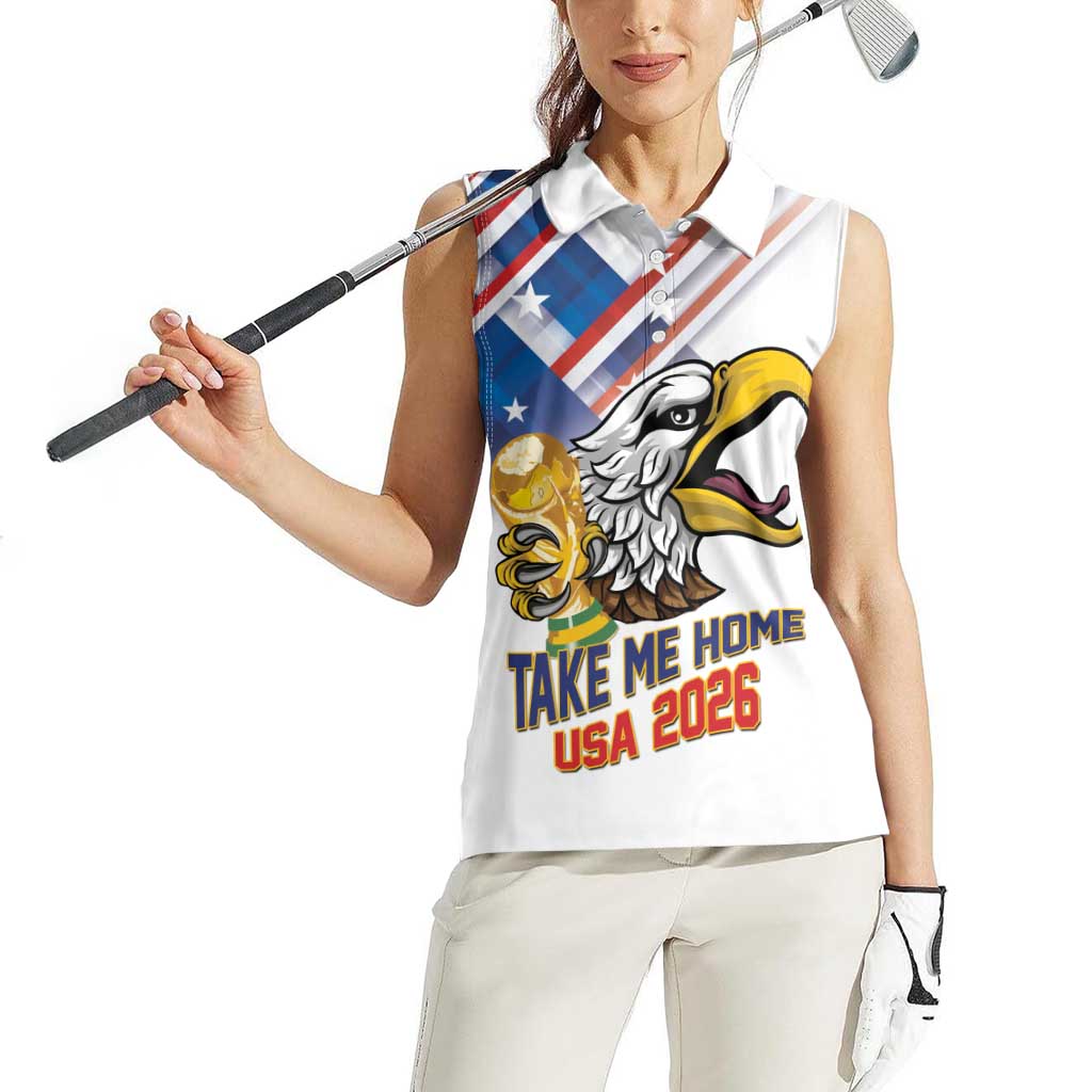 United States 2026 Personalized Women Sleeveless Polo Shirt Take Me Home Soccer White