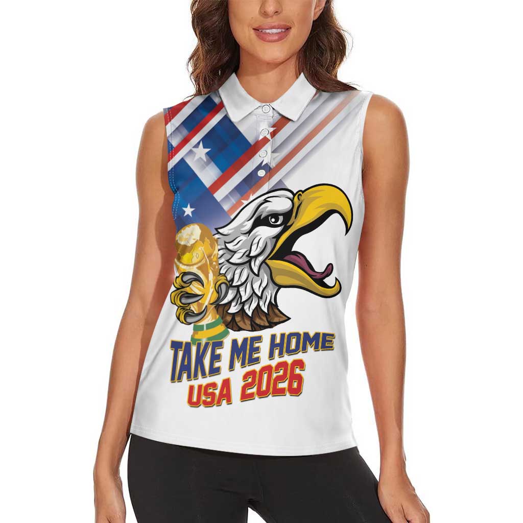 United States 2026 Personalized Women Sleeveless Polo Shirt Take Me Home Soccer White