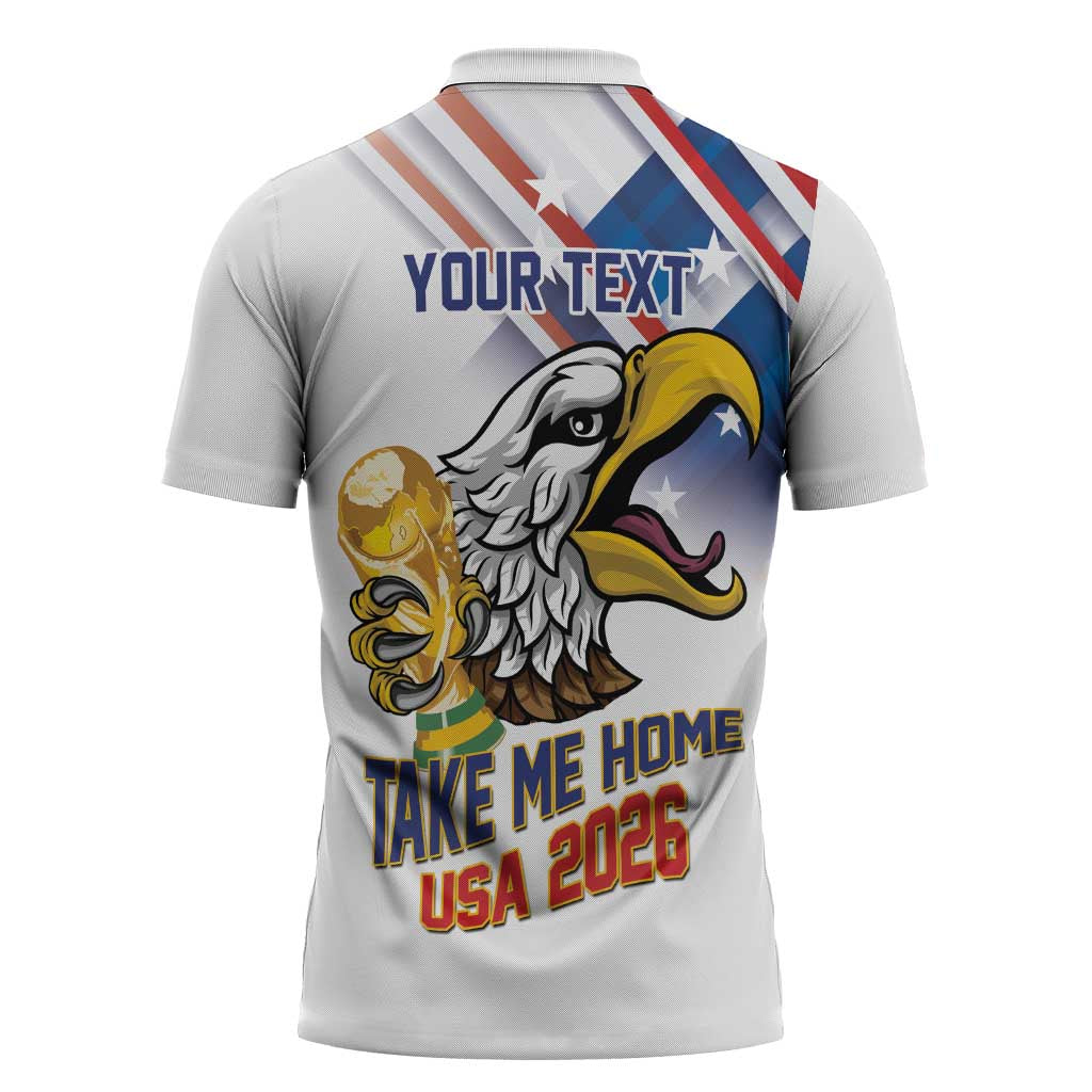 United States 2026 Personalized Zipper Polo Shirt Take Me Home Soccer White