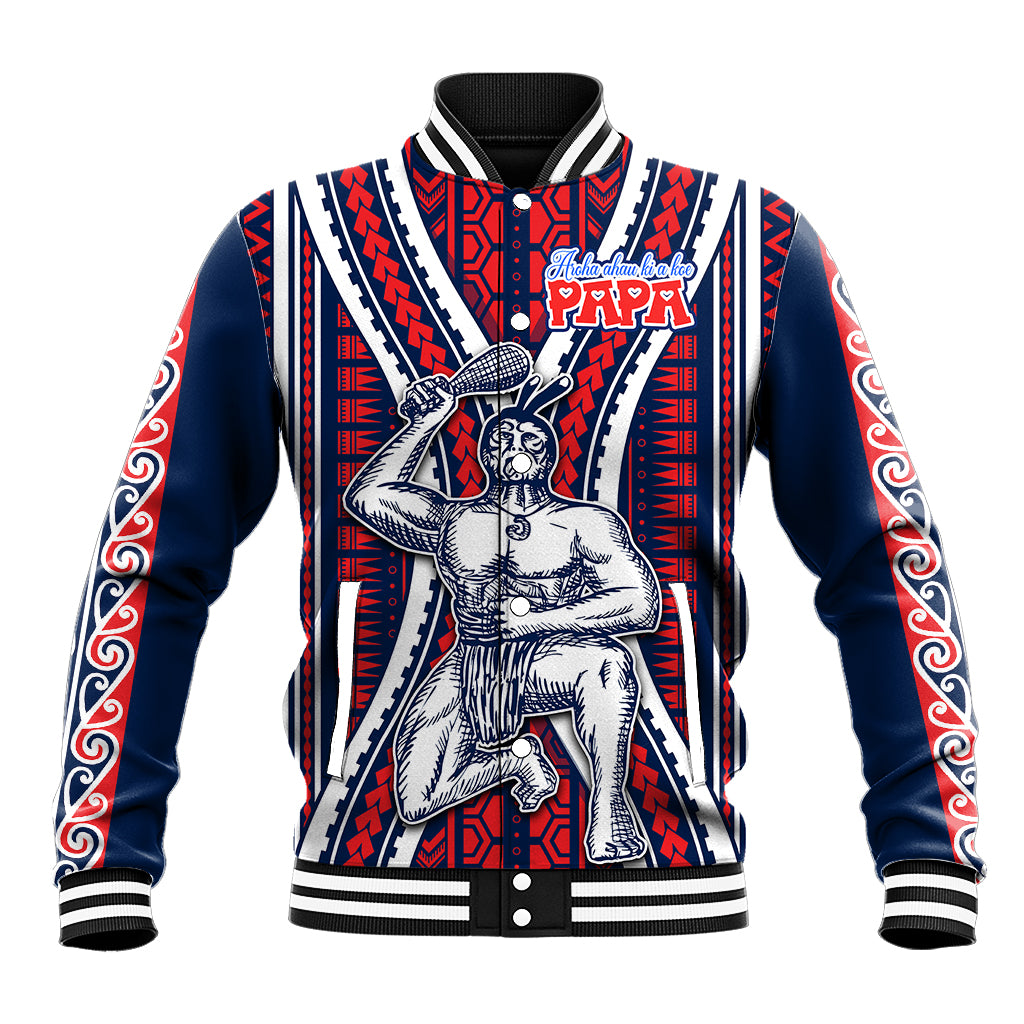 Aotearoa Father's Day Gift For Dad Baseball Jacket Aroha Ahau Ki A Koe Papa - Maori Style Pattern LT9 - Wonder Print Shop