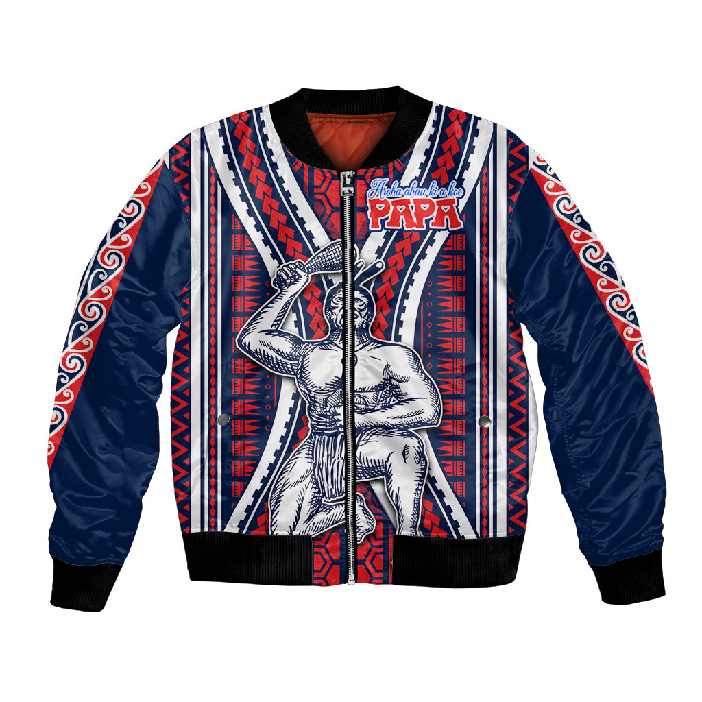 Aotearoa Father's Day Gift For Dad Bomber Jacket Aroha Ahau Ki A Koe Papa - Maori Style Pattern LT9 - Wonder Print Shop