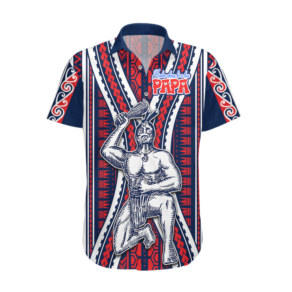 Aotearoa Father's Day Gift For Dad Hawaiian Shirt Aroha Ahau Ki A Koe Papa - Maori Style Pattern - Wonder Print Shop