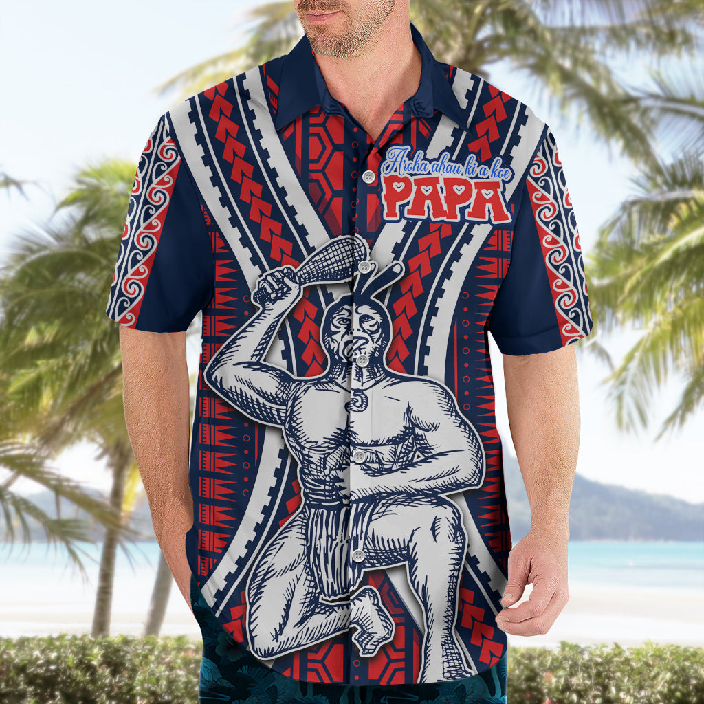 Aotearoa Father's Day Gift For Dad Hawaiian Shirt Aroha Ahau Ki A Koe Papa - Maori Style Pattern - Wonder Print Shop