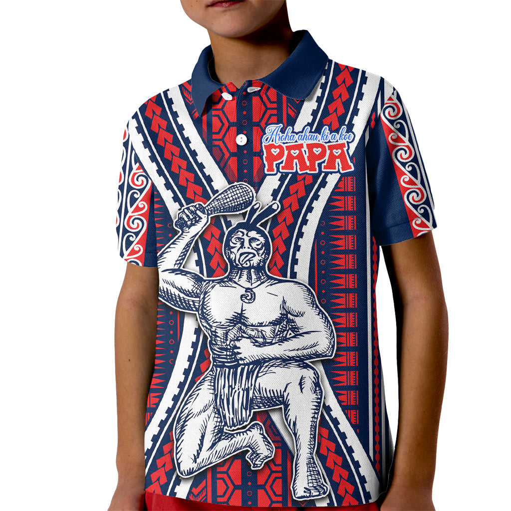 Aotearoa Father's Day Gift For Dad Kid Polo Shirt Aroha Ahau Ki A Koe Papa - Maori Style Pattern - Wonder Print Shop