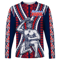 Aotearoa Father's Day Gift For Dad Long Sleeve Shirt Aroha Ahau Ki A Koe Papa - Maori Style Pattern - Wonder Print Shop