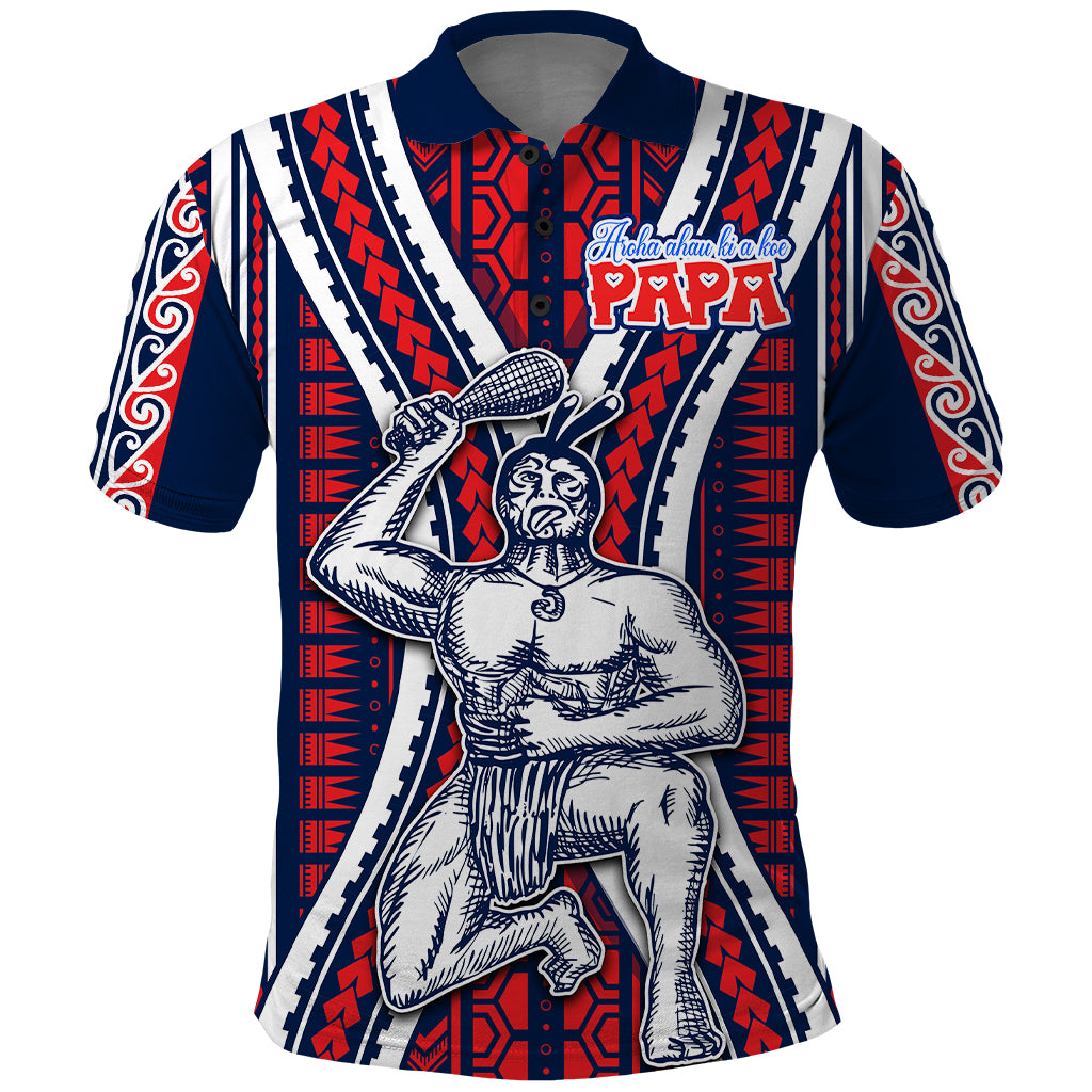 Aotearoa Father's Day Gift For Dad Polo Shirt Aroha Ahau Ki A Koe Papa - Maori Style Pattern - Wonder Print Shop