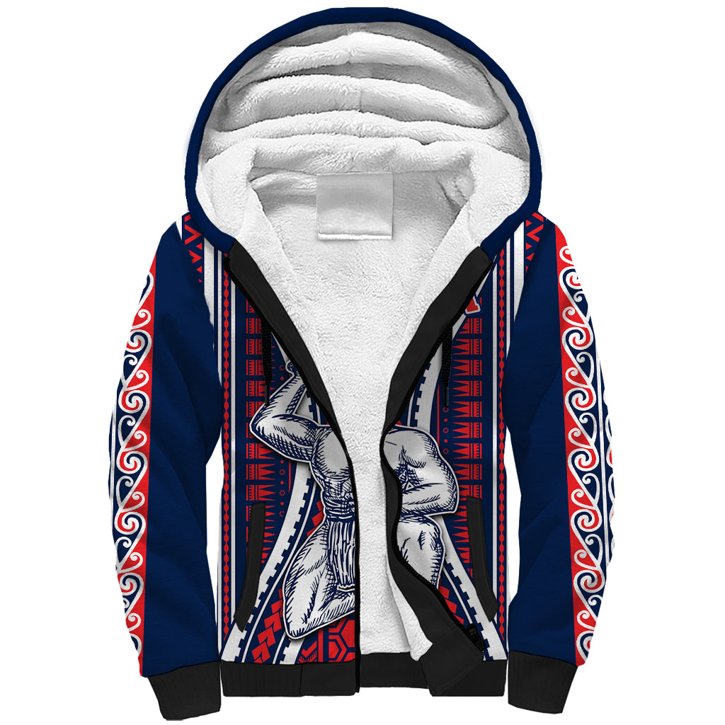 Aotearoa Father's Day Gift For Dad Sherpa Hoodie Aroha Ahau Ki A Koe Papa - Maori Style Pattern - Wonder Print Shop