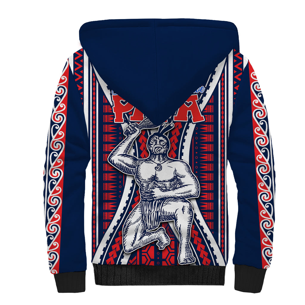 Aotearoa Father's Day Gift For Dad Sherpa Hoodie Aroha Ahau Ki A Koe Papa - Maori Style Pattern - Wonder Print Shop