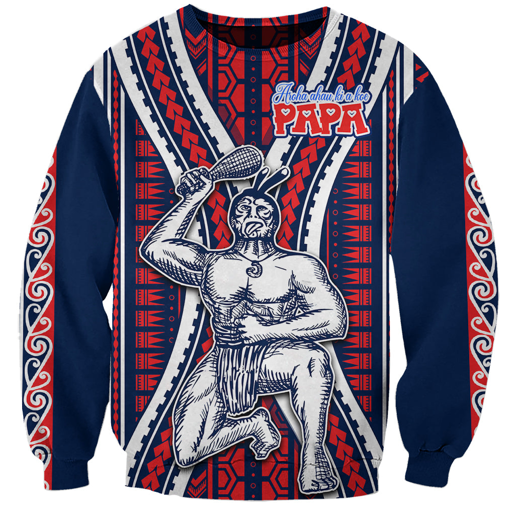 Aotearoa Father's Day Gift For Dad Sweatshirt Aroha Ahau Ki A Koe Papa - Maori Style Pattern - Wonder Print Shop