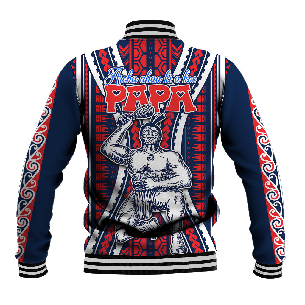 Personalised Aotearoa Father's Day Gift For Dad Baseball Jacket Aroha Ahau Ki A Koe Papa - Maori Style Pattern LT9 - Wonder Print Shop