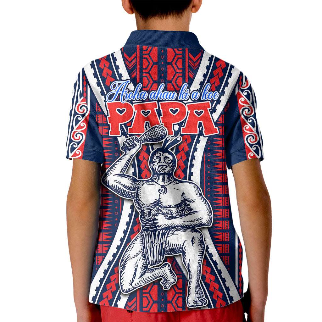 Personalised Aotearoa Father's Day Gift For Dad Kid Polo Shirt Aroha Ahau Ki A Koe Papa - Maori Style Pattern - Wonder Print Shop