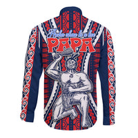 Personalised Aotearoa Father's Day Gift For Dad Long Sleeve Button Shirt Aroha Ahau Ki A Koe Papa - Maori Style Pattern - Wonder Print Shop