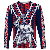 Personalised Aotearoa Father's Day Gift For Dad Long Sleeve Shirt Aroha Ahau Ki A Koe Papa - Maori Style Pattern - Wonder Print Shop