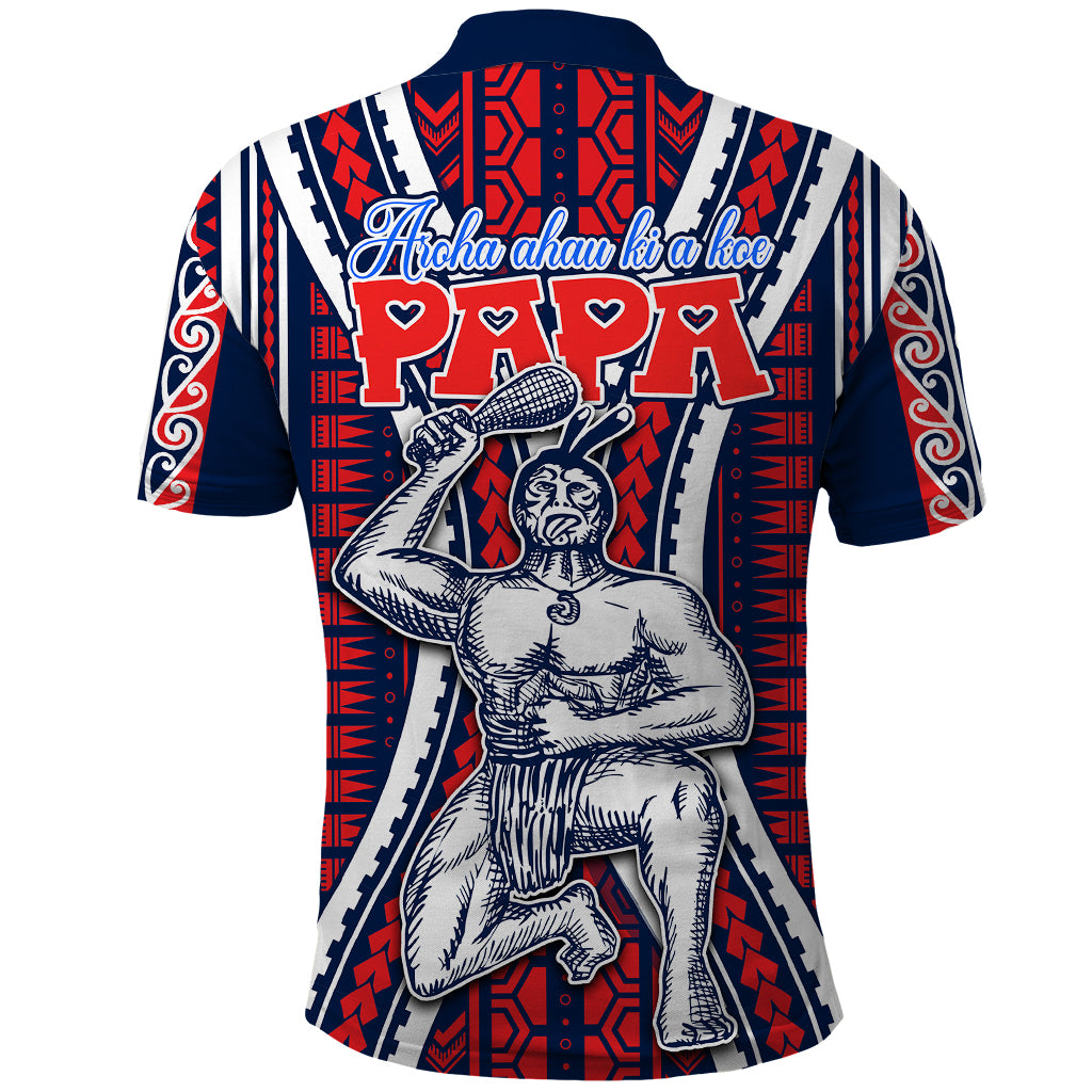 Personalised Aotearoa Father's Day Gift For Dad Polo Shirt Aroha Ahau Ki A Koe Papa - Maori Style Pattern - Wonder Print Shop