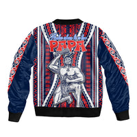 Personalised Aotearoa Father's Day Gift For Dad Sleeve Zip Bomber Jacket Aroha Ahau Ki A Koe Papa - Maori Style Pattern - Wonder Print Shop