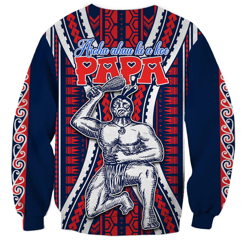 Personalised Aotearoa Father's Day Gift For Dad Sweatshirt Aroha Ahau Ki A Koe Papa - Maori Style Pattern - Wonder Print Shop