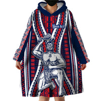 Personalised Aotearoa Father's Day Gift For Dad Wearable Blanket Hoodie Aroha Ahau Ki A Koe Papa - Maori Style Pattern - Wonder Print Shop