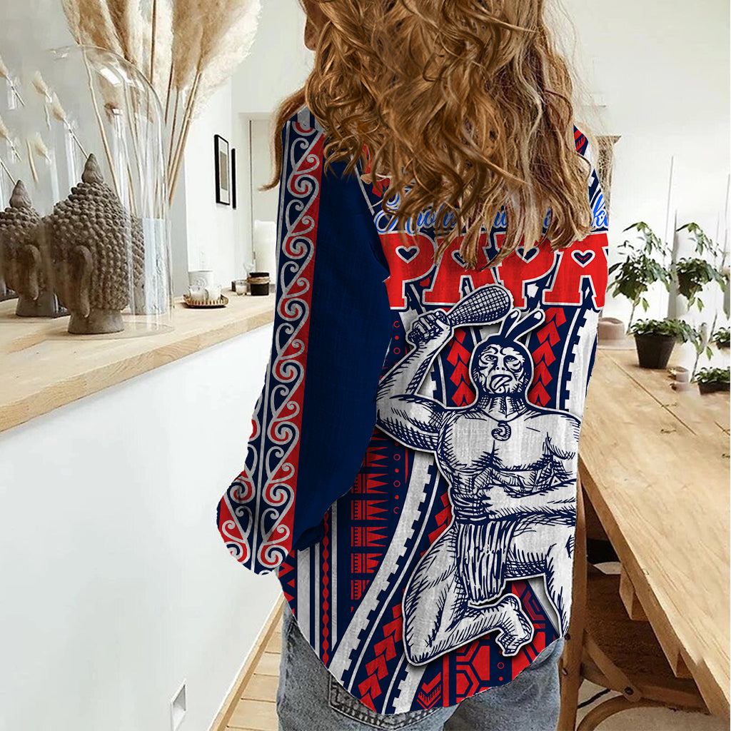 Personalised Aotearoa Father's Day Gift For Dad Women Casual Shirt Aroha Ahau Ki A Koe Papa - Maori Style Pattern - Wonder Print Shop