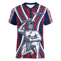 Personalised Aotearoa Father's Day Gift For Dad Women V Neck T Shirt Aroha Ahau Ki A Koe Papa - Maori Style Pattern - Wonder Print Shop