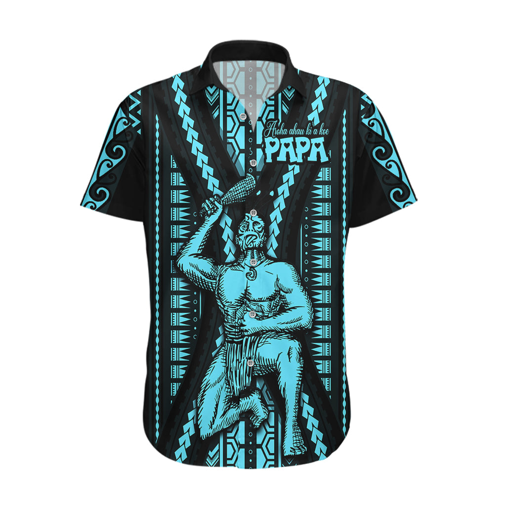 Aotearoa Father's Day Gift For Dad Hawaiian Shirt Aroha Ahau Ki A Koe Papa - Aqua Maori Style Pattern - Wonder Print Shop