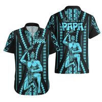 Aotearoa Father's Day Gift For Dad Hawaiian Shirt Aroha Ahau Ki A Koe Papa - Aqua Maori Style Pattern - Wonder Print Shop