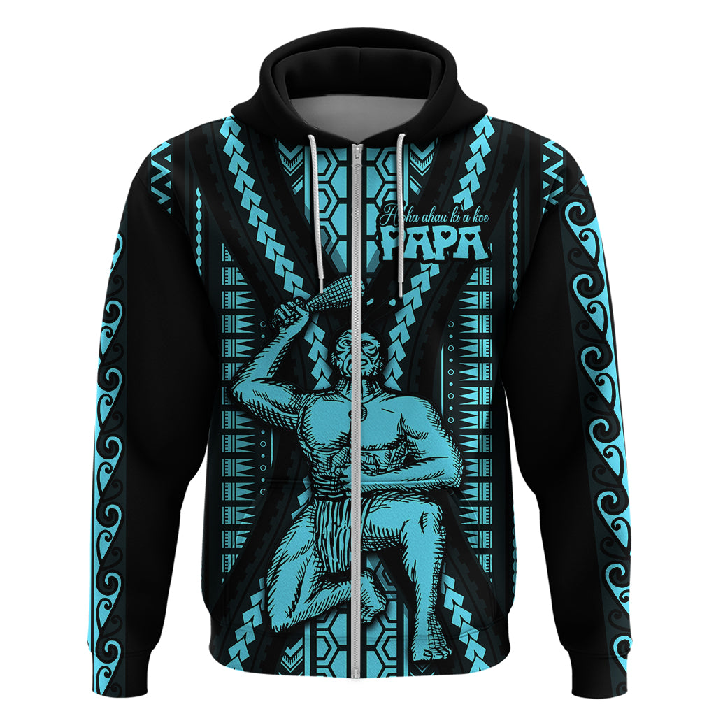 Aotearoa Father's Day Gift For Dad Hoodie Aroha Ahau Ki A Koe Papa - Aqua Maori Style Pattern - Wonder Print Shop