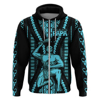 Aotearoa Father's Day Gift For Dad Hoodie Aroha Ahau Ki A Koe Papa - Aqua Maori Style Pattern - Wonder Print Shop