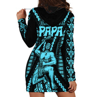 Aotearoa Father's Day Gift For Dad Hoodie Dress Aroha Ahau Ki A Koe Papa - Aqua Maori Style Pattern - Wonder Print Shop