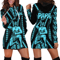 Aotearoa Father's Day Gift For Dad Hoodie Dress Aroha Ahau Ki A Koe Papa - Aqua Maori Style Pattern - Wonder Print Shop