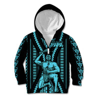 Aotearoa Father's Day Gift For Dad Kid Hoodie Aroha Ahau Ki A Koe Papa - Aqua Maori Style Pattern - Wonder Print Shop