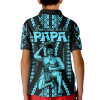 Aotearoa Father's Day Gift For Dad Kid Polo Shirt Aroha Ahau Ki A Koe Papa - Aqua Maori Style Pattern - Wonder Print Shop