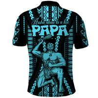 Aotearoa Father's Day Gift For Dad Polo Shirt Aroha Ahau Ki A Koe Papa - Aqua Maori Style Pattern - Wonder Print Shop