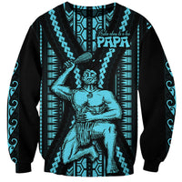 Aotearoa Father's Day Gift For Dad Sweatshirt Aroha Ahau Ki A Koe Papa - Aqua Maori Style Pattern - Wonder Print Shop
