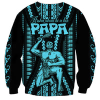 Aotearoa Father's Day Gift For Dad Sweatshirt Aroha Ahau Ki A Koe Papa - Aqua Maori Style Pattern - Wonder Print Shop