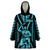 Aotearoa Father's Day Gift For Dad Wearable Blanket Hoodie Aroha Ahau Ki A Koe Papa - Aqua Maori Style Pattern - Wonder Print Shop