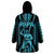 Aotearoa Father's Day Gift For Dad Wearable Blanket Hoodie Aroha Ahau Ki A Koe Papa - Aqua Maori Style Pattern - Wonder Print Shop