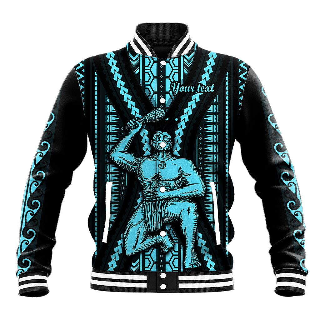 Personalised Aotearoa Father's Day Gift For Dad Baseball Jacket Aroha Ahau Ki A Koe Papa - Aqua Maori Style Pattern LT9 - Wonder Print Shop