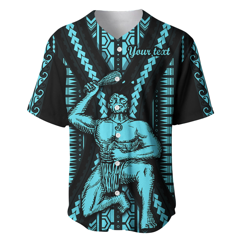 Personalised Aotearoa Father's Day Gift For Dad Baseball Jersey Aroha Ahau Ki A Koe Papa - Aqua Maori Style Pattern LT9 - Wonder Print Shop