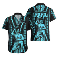 Personalised Aotearoa Father's Day Gift For Dad Hawaiian Shirt Aroha Ahau Ki A Koe Papa - Aqua Maori Style Pattern - Wonder Print Shop