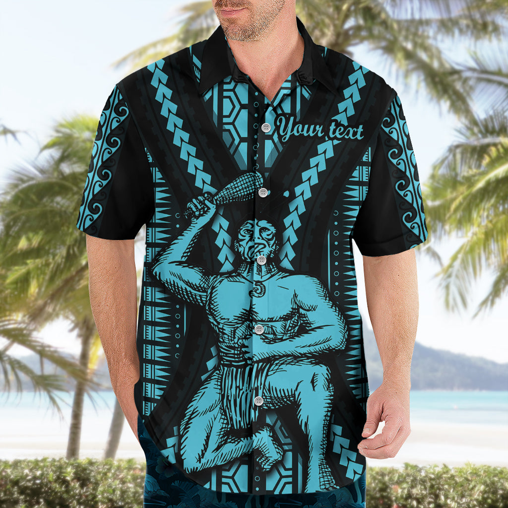 Personalised Aotearoa Father's Day Gift For Dad Hawaiian Shirt Aroha Ahau Ki A Koe Papa - Aqua Maori Style Pattern - Wonder Print Shop