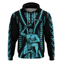 Personalised Aotearoa Father's Day Gift For Dad Hoodie Aroha Ahau Ki A Koe Papa - Aqua Maori Style Pattern - Wonder Print Shop