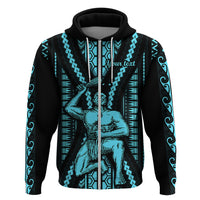 Personalised Aotearoa Father's Day Gift For Dad Hoodie Aroha Ahau Ki A Koe Papa - Aqua Maori Style Pattern - Wonder Print Shop