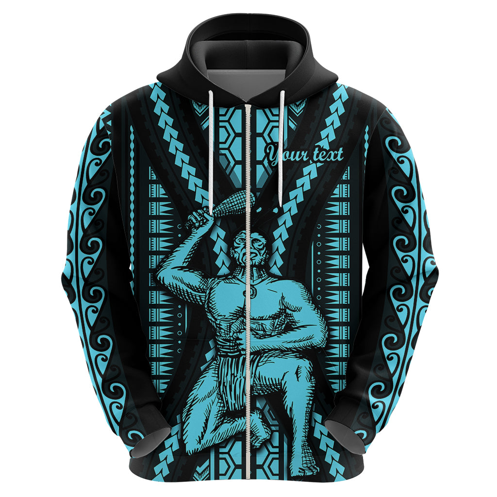 Personalised Aotearoa Father's Day Gift For Dad Hoodie Aroha Ahau Ki A Koe Papa - Aqua Maori Style Pattern - Wonder Print Shop