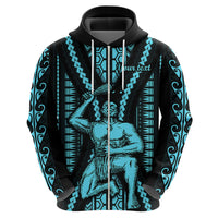Personalised Aotearoa Father's Day Gift For Dad Hoodie Aroha Ahau Ki A Koe Papa - Aqua Maori Style Pattern - Wonder Print Shop